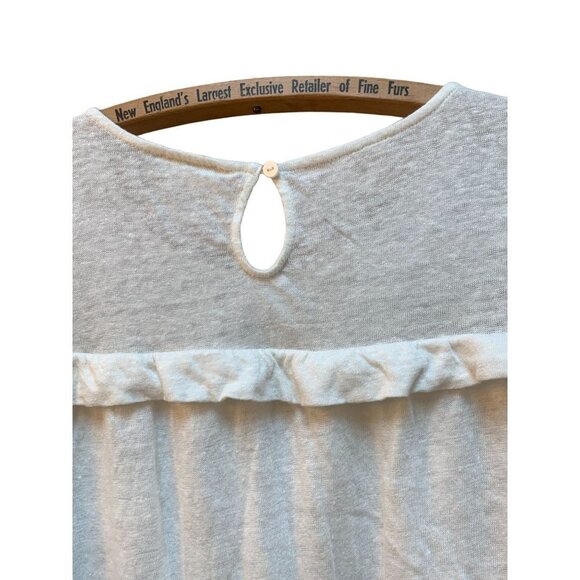 Meadow Rue Womens XL Linen Ruffle Cold Shoulder Shirt Off White - Picture 5 of 9